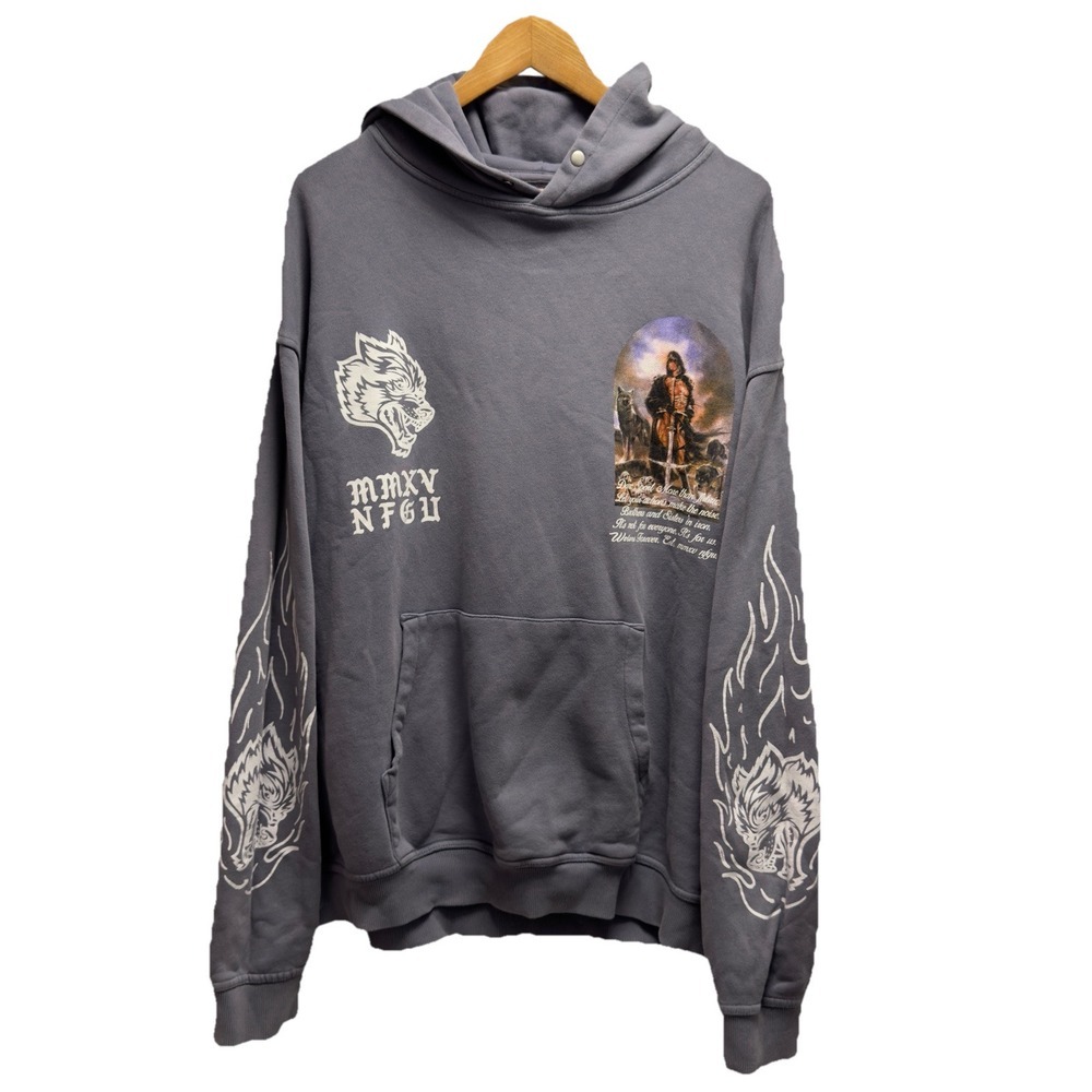 Darc Sport Mens Size XL Pullover Warrior Wolf Pack Gray/Purple Hoodie Sweatshirt